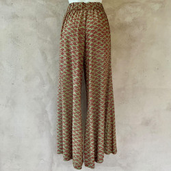 Palazzo Pants High Waist Rayon Cloud Print Red Army | Fabiana Boente