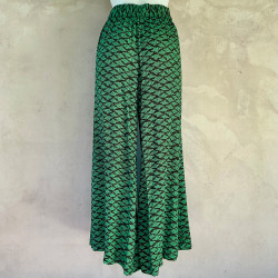 Palazzo Pants High Waist Rayon Cloud Print Mint | Fabiana Boente
