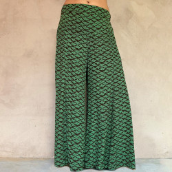 Palazzo Pants High Waist Rayon Cloud Print Mint | Fabiana Boente