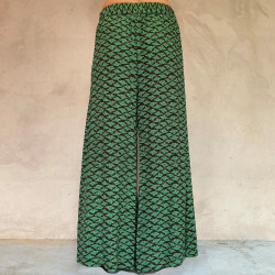Palazzo Pants High Waist Rayon Cloud Print Mint | Fabiana Boente