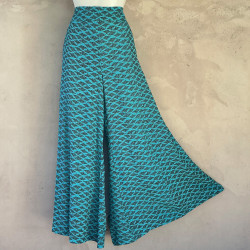 Palazzo Pants High Waist Rayon Cloud Print Sky Blue | Fabiana Boente