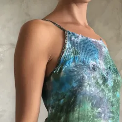 Seabed Tie Dye Flared Maxi Dress with Hand Embroidery