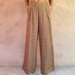 Long Pants Rayon Voîle Cloud Print Red Army | Fabiana Boente
