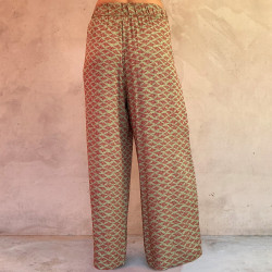 Pantalone Lungo con Stampa di Nuvole Rosse e fondo Army | Fabiana Boente