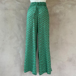 Long Pants Rayon Voîle Cloud Print Mega Mendung Mint | Fabiana Boente