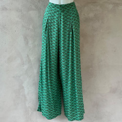 Long Pants Rayon Voîle Cloud Print Mega Mendung Mint | Fabiana Boente