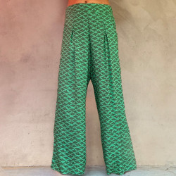 Long Pants Rayon Voîle Cloud Print Mega Mendung Mint | Fabiana Boente