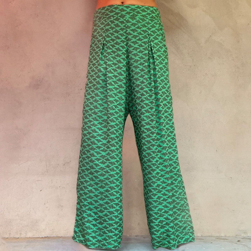 Long Pants Rayon Voîle Cloud Print Mega Mendung Mint | Fabiana Boente Long Pants Rayon Voîle Cloud Print Mega Mendung Mint | Fabiana Boente