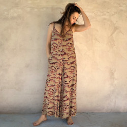Jumpsuit Rayon Fujet Tibetan Cliff Print Palazzo Pants | Fabiana Boente