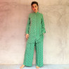 Women's Co-ord Set Chemise Pants Rayon Voîle Mint Print | Fabiana Boente Promo