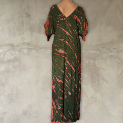 Tie Dye Batik Long Kaftan | Hand Embroidered | Fabiana Boente