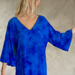 Hand Batik Embroidered Women's Long Tunic - Cool Viscose Georgette | Fabiana Boente