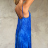 Oltremare Blue Hand-Embroidered Maxi Sundress - Fabiana Boente