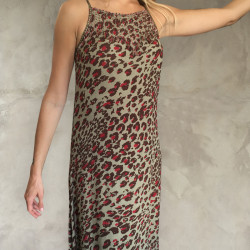 Animal Print Hand-Embroidered Maxi Dress | Fabiana Boente