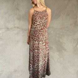Animal Print Hand-Embroidered Maxi Dress | Fabiana Boente