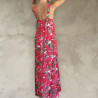 Side Slit Maxi Dress Women's - Floral Print Rayon & Brass Embroidery | Fabiana Boente