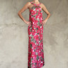 Side Slit Maxi Dress Women's - Floral Print Rayon & Brass Embroidery | Fabiana Boente