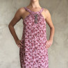Side Slit Maxi Dress: Rayon Fujet, Floral Print & Hand Embroidery