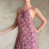 Side Slit Maxi Dress: Rayon Fujet, Floral Print & Hand Embroidery