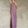 Side Slit Maxi Dress: Rayon Fujet, Floral Print & Hand Embroidery