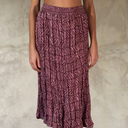 Ethnic Print Lilac Crinkled Midi Skirt - Fabiana Boente