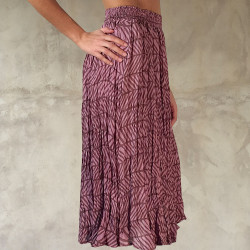 Ethnic Print Lilac Crinkled Midi Skirt - Fabiana Boente