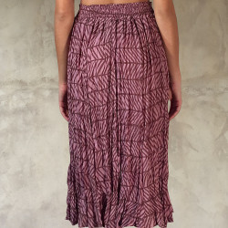 Ethnic Print Lilac Crinkled Midi Skirt - Fabiana Boente