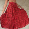 Red Ethnic Print Wrinkled Midi Skirt - Fabiana Boente