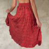 Red Ethnic Print Wrinkled Midi Skirt - Fabiana Boente