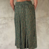 Ethnic Crinkled Midi Skirt - Turquoise Green Viscose Voile