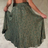 Ethnic Crinkled Midi Skirt - Turquoise Green Viscose Voile